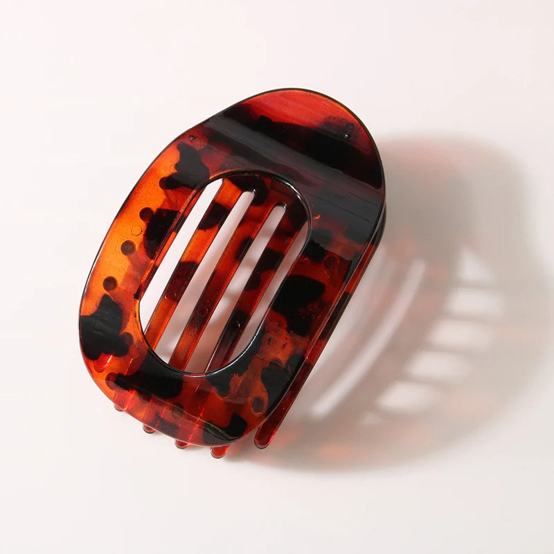 Fashion Oval Flat Hair Clips for Women New Design Leopard Large Flat Round Claw Clip French Hair Clips Trendy Hair Accessories