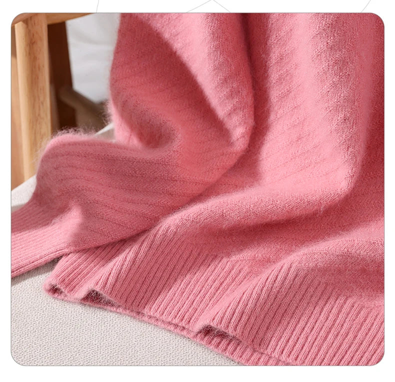 Autumn and winter mink cashmere knitted sweater Women's fashionable simple semi-high-neck sweater for women Soft comfortable top