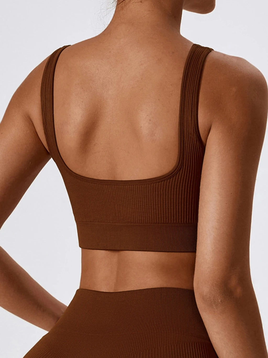 Women'S Ribbed Seamless Sports Bralettes,  High Stretch Knit Fabric, Solid Color, with Removable Pads for All Seasons