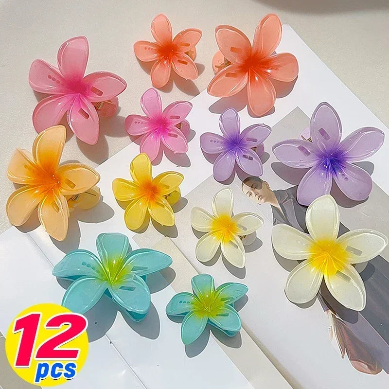 18Pcs Egg Flower Hair Clips Gradient Candy Color Flowers Suitable for Daily Use Backcombed Ponytail Shark Clip Hair Accessories