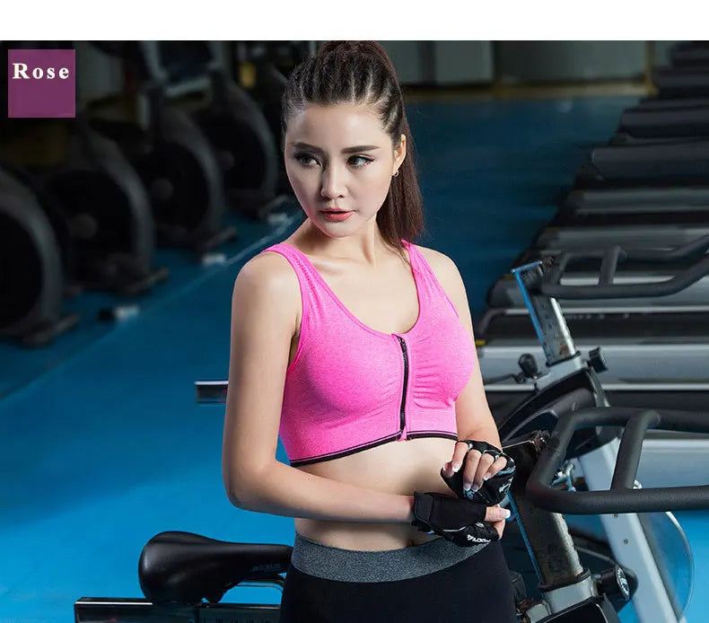 Front Zipper Sports Bra Top Fitness Running Vest Shock-absorbing Breathable Yoga Sports Bra For Women Push Up Brassiere S-4XL