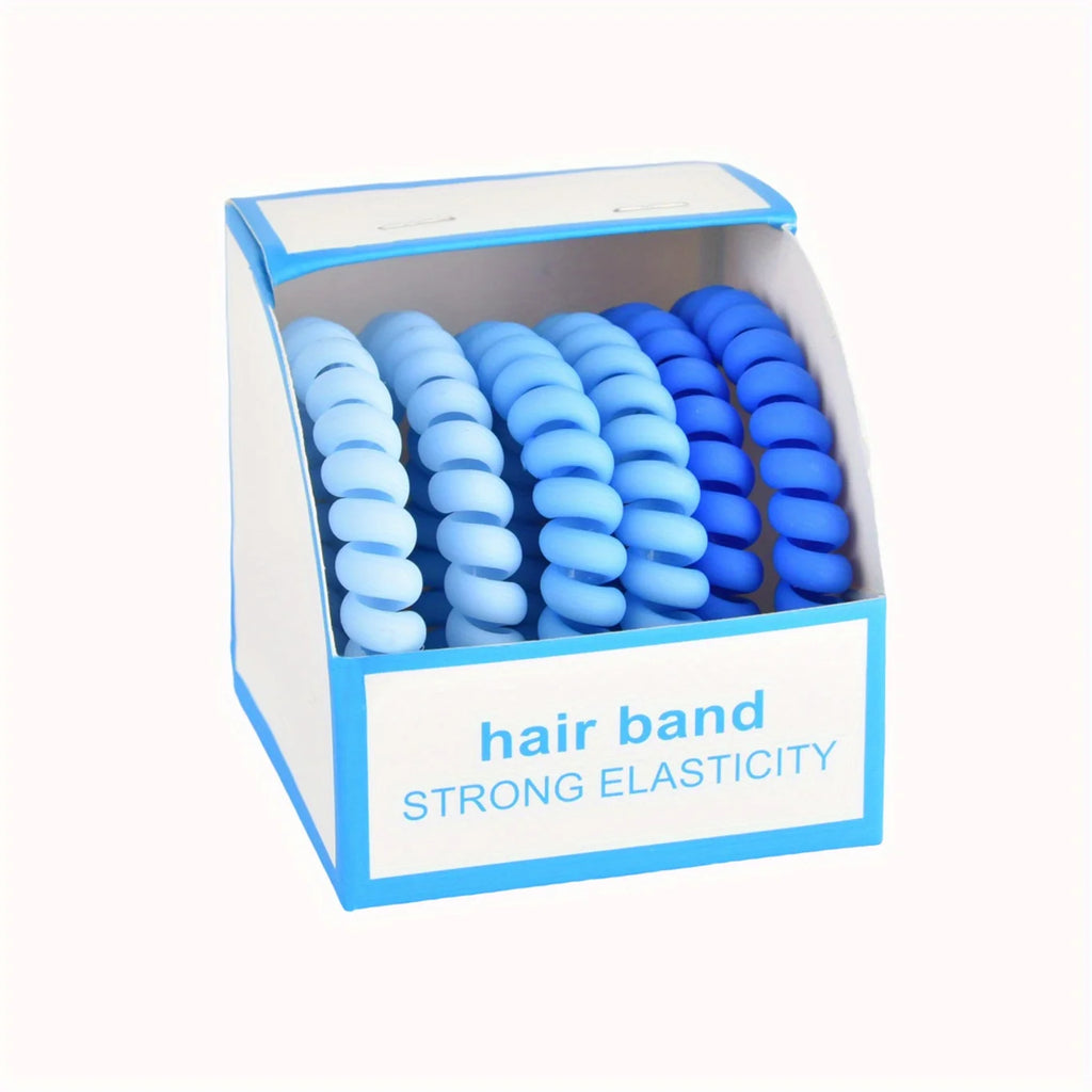 6Pcs New Fashion Gradient Color Telephone Wire Elastic Hair Band Spiral Cord Rubber Band Hair Tie Stretch Hair Bands Scrunchies