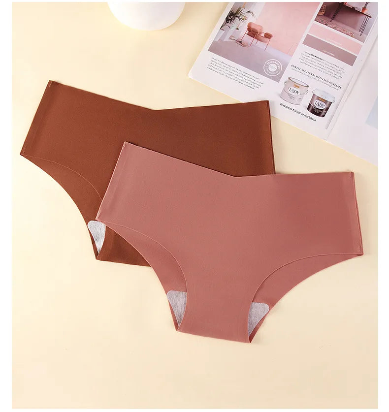 Women's Seamless Quick-Dry Breathable Antibacterial Ice Silk Nylon Knit Panties, Ladies Invisible Underwear Briefs Intimates