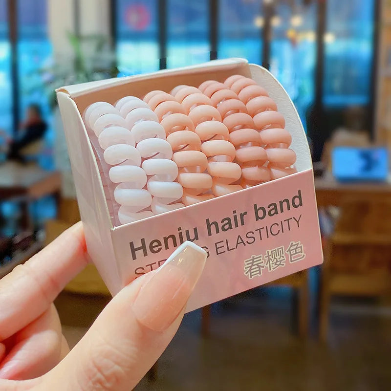 6Pcs New Fashion Gradient Color Telephone Wire Elastic Hair Band Spiral Cord Rubber Band Hair Tie Stretch Hair Bands Scrunchies