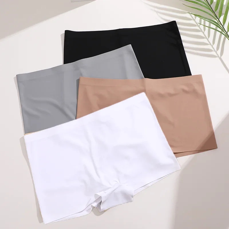 4Pcs/Set Women's Seamless Sports Boxer Panties Underwear Female Solid Color Comfortable Briefs Lingerie Intimate Underpant S-XL