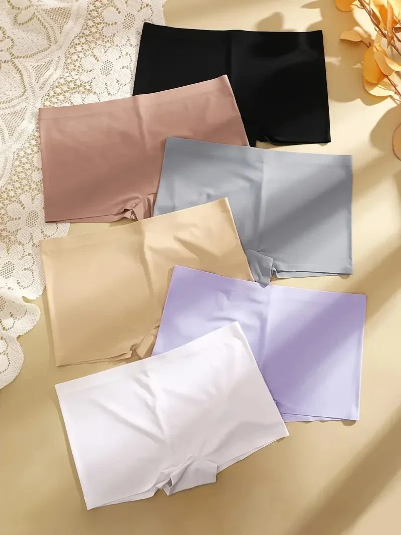 4Pcs/Set Women's Seamless Sports Boxer Panties Underwear Female Solid Color Comfortable Briefs Lingerie Intimate Underpant S-XL