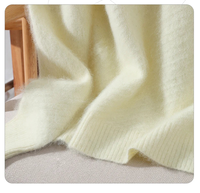 Autumn and winter mink cashmere knitted sweater Women's fashionable simple semi-high-neck sweater for women Soft comfortable top