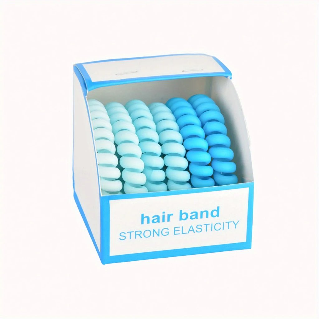 6Pcs New Fashion Gradient Color Telephone Wire Elastic Hair Band Spiral Cord Rubber Band Hair Tie Stretch Hair Bands Scrunchies