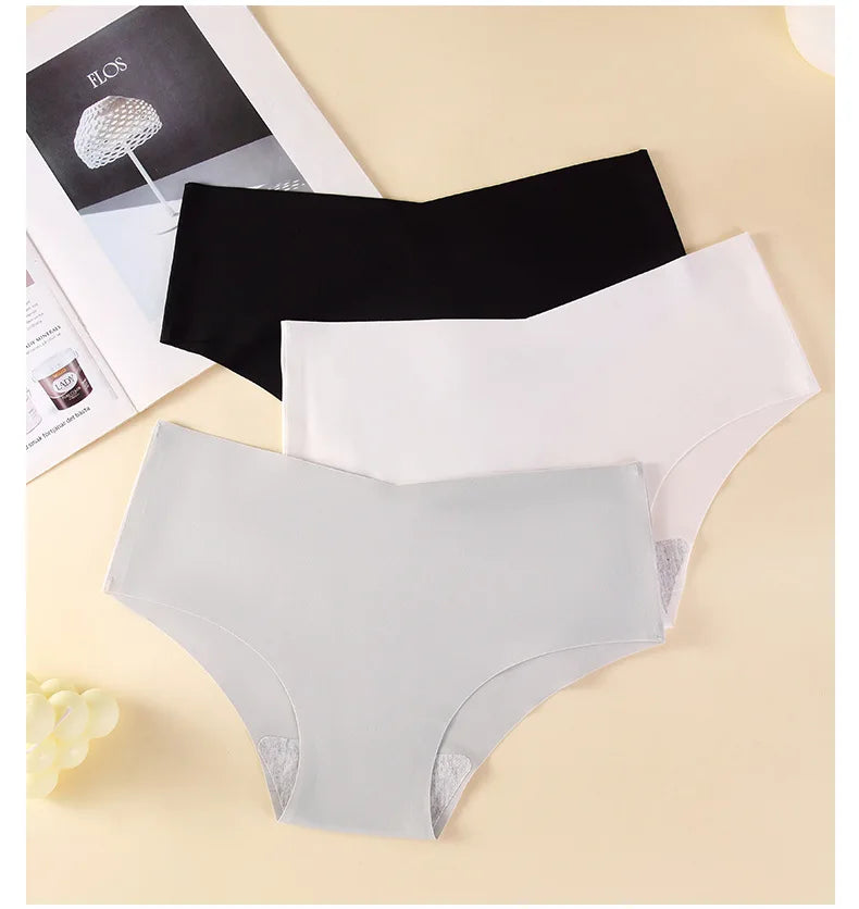Women's Seamless Quick-Dry Breathable Antibacterial Ice Silk Nylon Knit Panties, Ladies Invisible Underwear Briefs Intimates