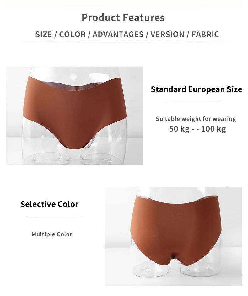 Women's Seamless Quick-Dry Breathable Antibacterial Ice Silk Nylon Knit Panties, Ladies Invisible Underwear Briefs Intimates