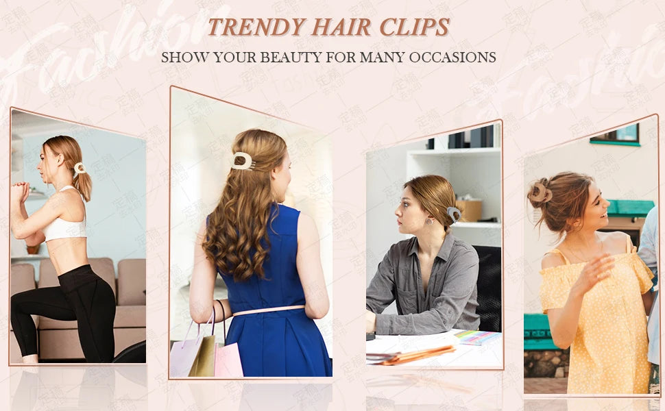 Fashion Oval Flat Hair Clips for Women New Design Leopard Large Flat Round Claw Clip French Hair Clips Trendy Hair Accessories