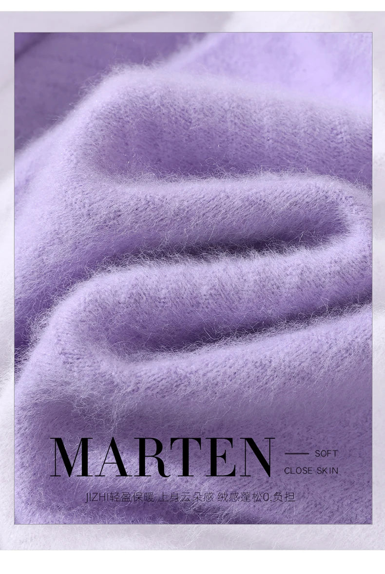 Autumn and winter mink cashmere knitted sweater Women's fashionable simple semi-high-neck sweater for women Soft comfortable top