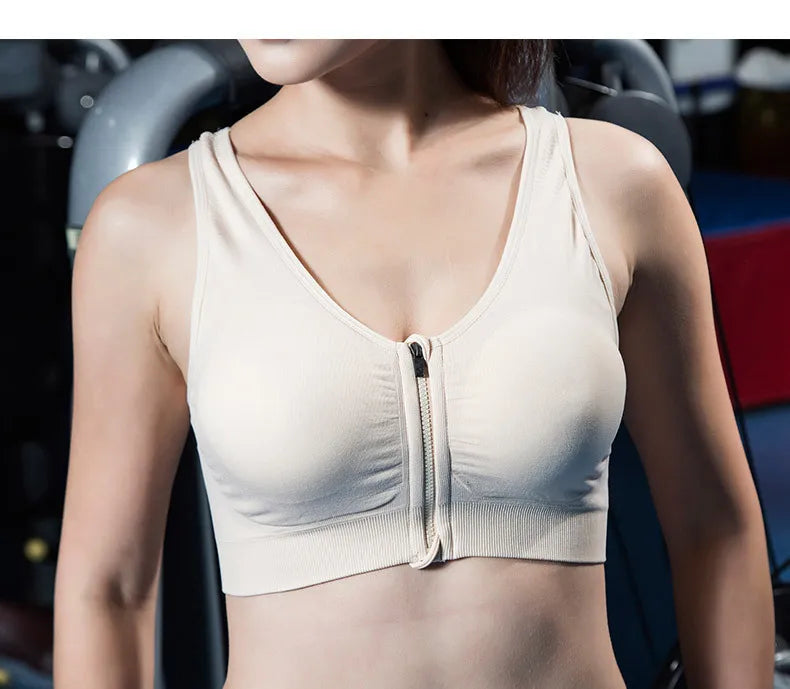 Front Zipper Sports Bra Top Fitness Running Vest Shock-absorbing Breathable Yoga Sports Bra For Women Push Up Brassiere S-4XL