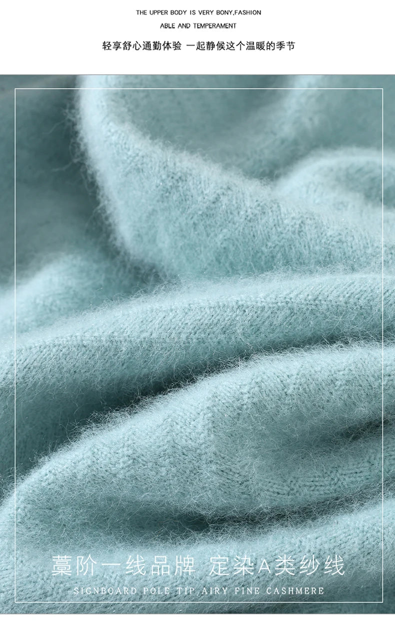 Autumn and winter mink cashmere knitted sweater Women's fashionable simple semi-high-neck sweater for women Soft comfortable top