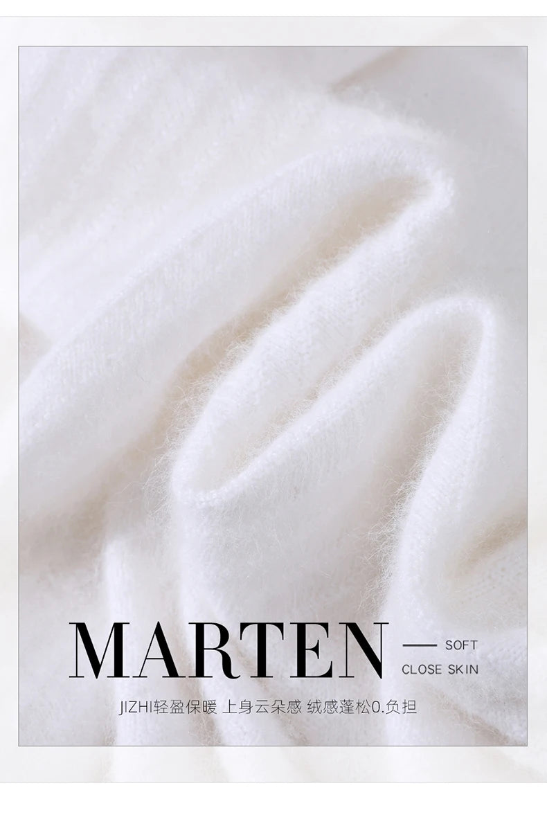 Autumn and winter mink cashmere knitted sweater Women's fashionable simple semi-high-neck sweater for women Soft comfortable top