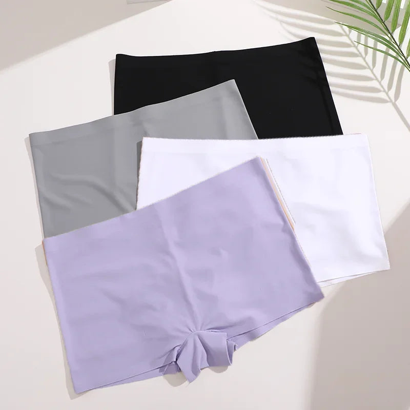 4Pcs/Set Women's Seamless Sports Boxer Panties Underwear Female Solid Color Comfortable Briefs Lingerie Intimate Underpant S-XL