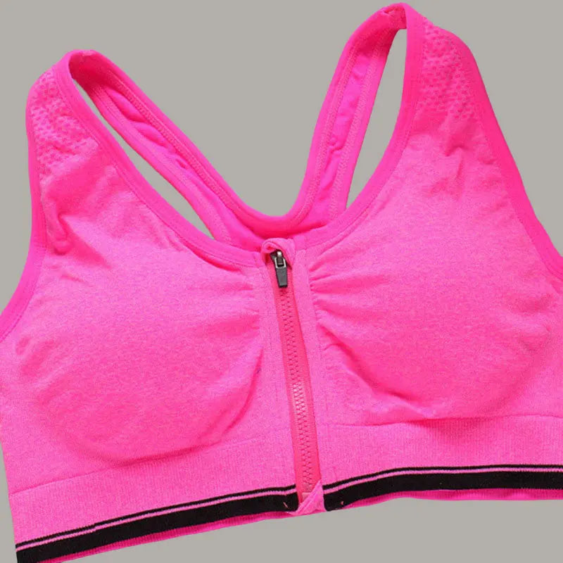 Front Zipper Sports Bra Top Fitness Running Vest Shock-absorbing Breathable Yoga Sports Bra For Women Push Up Brassiere S-4XL
