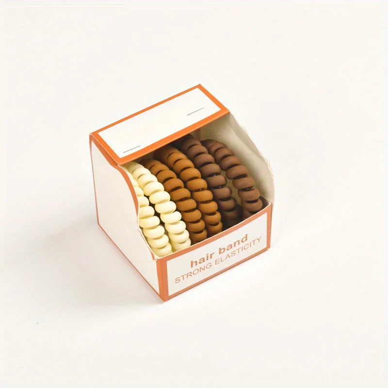 6Pcs New Fashion Gradient Color Telephone Wire Elastic Hair Band Spiral Cord Rubber Band Hair Tie Stretch Hair Bands Scrunchies