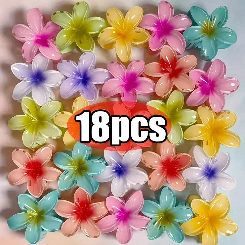 18Pcs Egg Flower Hair Clips Gradient Candy Color Flowers Suitable for Daily Use Backcombed Ponytail Shark Clip Hair Accessories