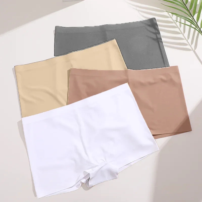 4Pcs/Set Women's Seamless Sports Boxer Panties Underwear Female Solid Color Comfortable Briefs Lingerie Intimate Underpant S-XL