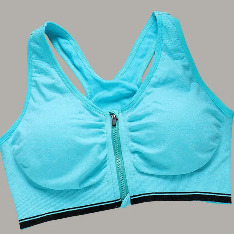 Front Zipper Sports Bra Top Fitness Running Vest Shock-absorbing Breathable Yoga Sports Bra For Women Push Up Brassiere S-4XL