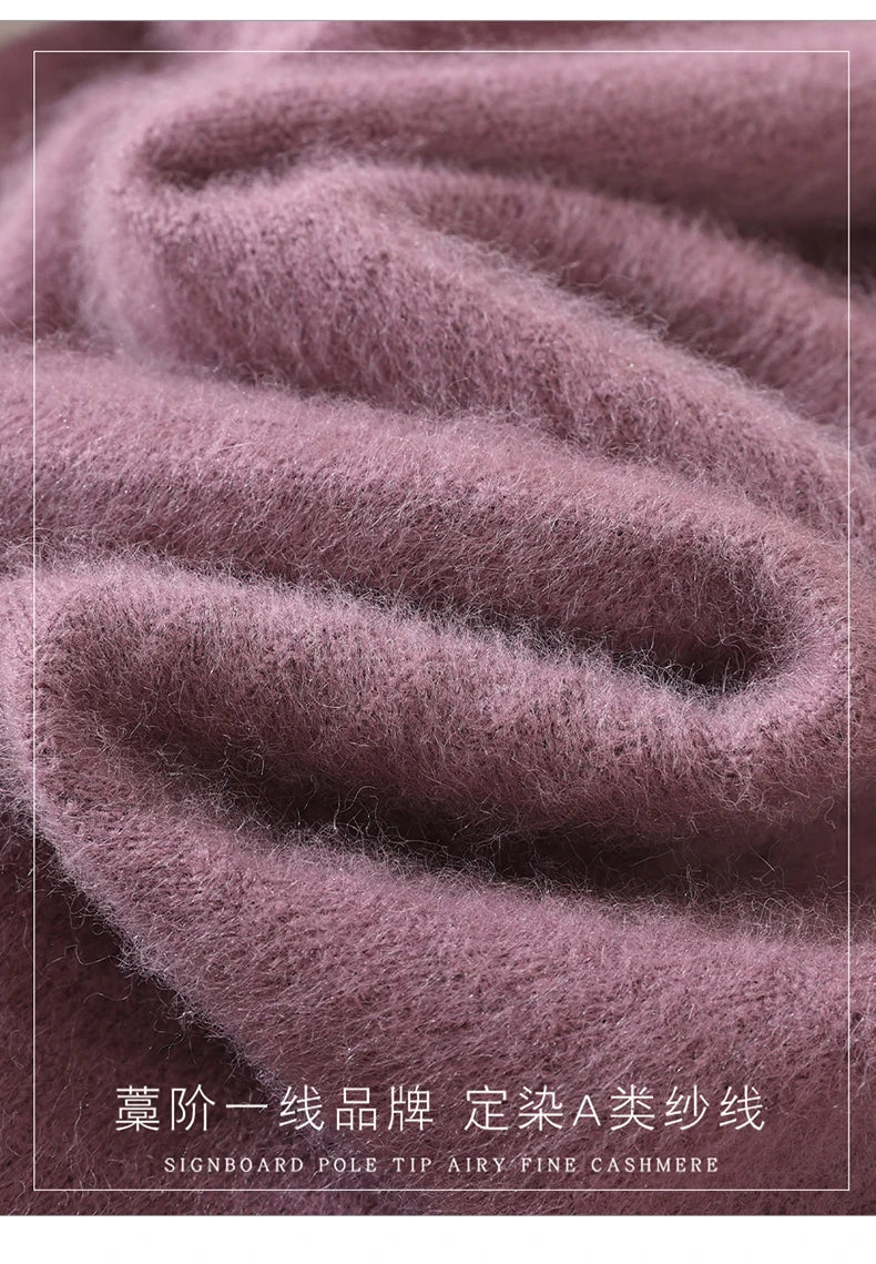 Autumn and winter mink cashmere knitted sweater Women's fashionable simple semi-high-neck sweater for women Soft comfortable top