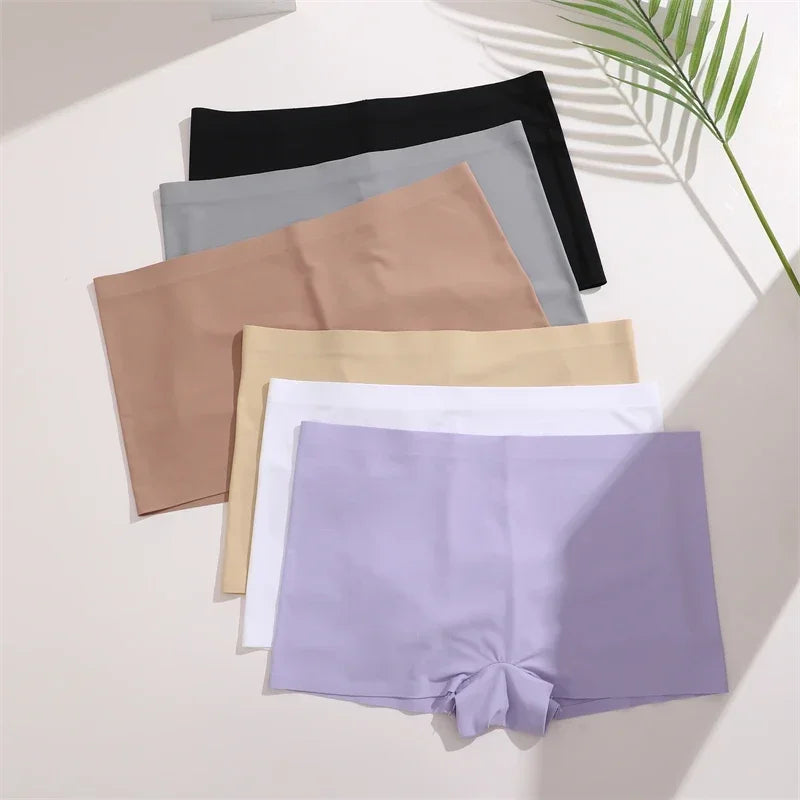 4Pcs/Set Women's Seamless Sports Boxer Panties Underwear Female Solid Color Comfortable Briefs Lingerie Intimate Underpant S-XL