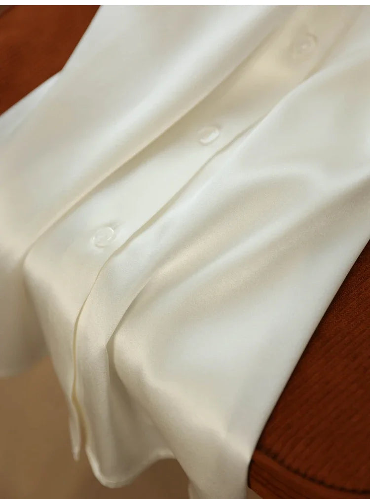 Satin Women's Shirt Blouses for Women Fashion 2024 Korean Style Womens Tops Office White Shirt Women OL Loose Elegant Clothing