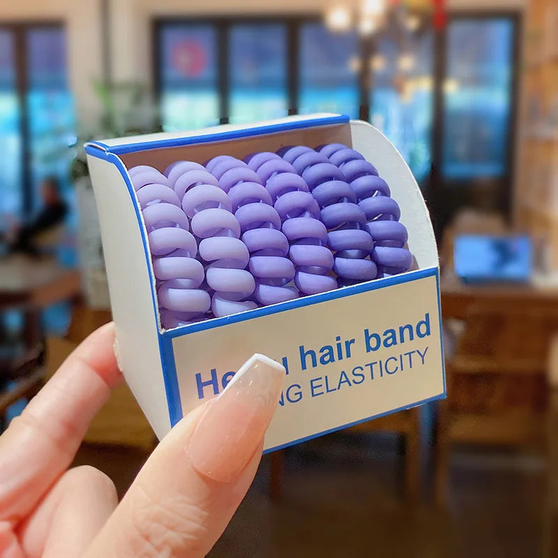 6Pcs New Fashion Gradient Color Telephone Wire Elastic Hair Band Spiral Cord Rubber Band Hair Tie Stretch Hair Bands Scrunchies