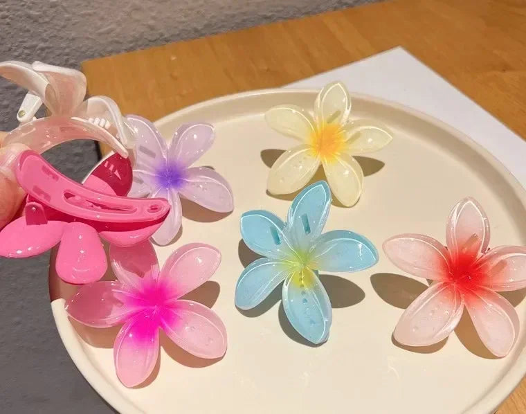 18Pcs Egg Flower Hair Clips Gradient Candy Color Flowers Suitable for Daily Use Backcombed Ponytail Shark Clip Hair Accessories