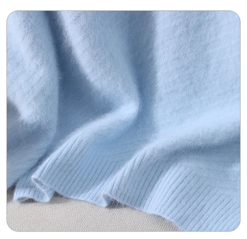 Autumn and winter mink cashmere knitted sweater Women's fashionable simple semi-high-neck sweater for women Soft comfortable top