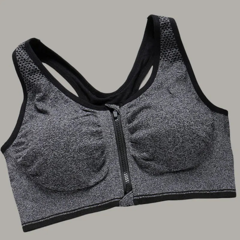 Front Zipper Sports Bra Top Fitness Running Vest Shock-absorbing Breathable Yoga Sports Bra For Women Push Up Brassiere S-4XL