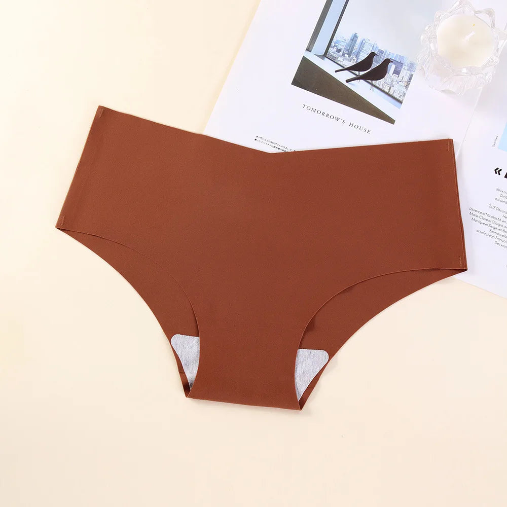 Women's Seamless Quick-Dry Breathable Antibacterial Ice Silk Nylon Knit Panties, Ladies Invisible Underwear Briefs Intimates