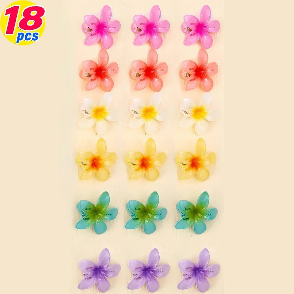 18Pcs Egg Flower Hair Clips Gradient Candy Color Flowers Suitable for Daily Use Backcombed Ponytail Shark Clip Hair Accessories