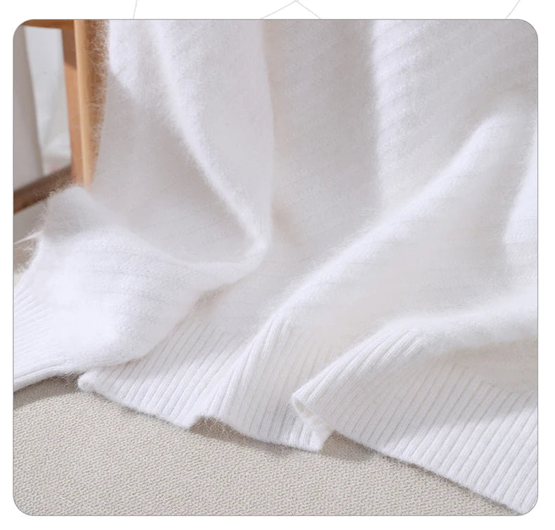 Autumn and winter mink cashmere knitted sweater Women's fashionable simple semi-high-neck sweater for women Soft comfortable top