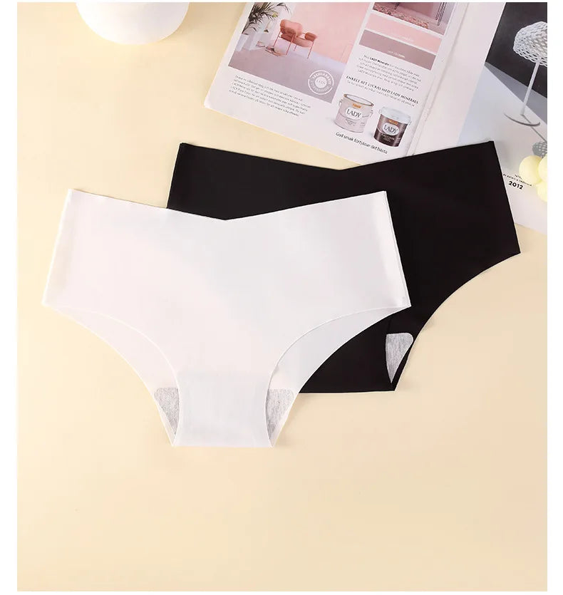 Women's Seamless Quick-Dry Breathable Antibacterial Ice Silk Nylon Knit Panties, Ladies Invisible Underwear Briefs Intimates