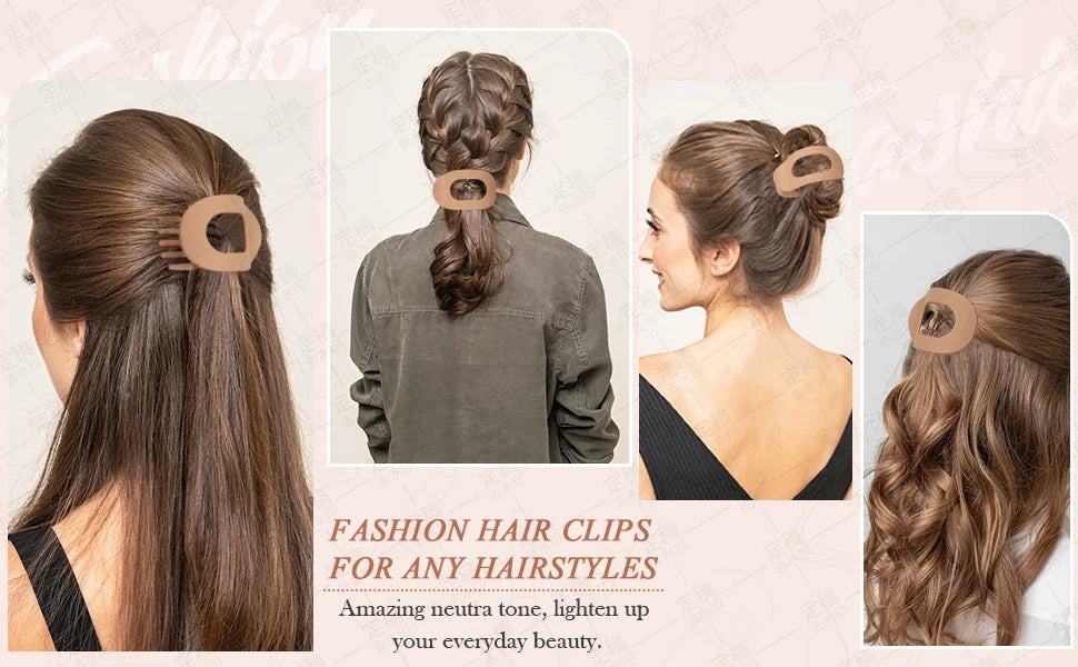 Fashion Oval Flat Hair Clips for Women New Design Leopard Large Flat Round Claw Clip French Hair Clips Trendy Hair Accessories