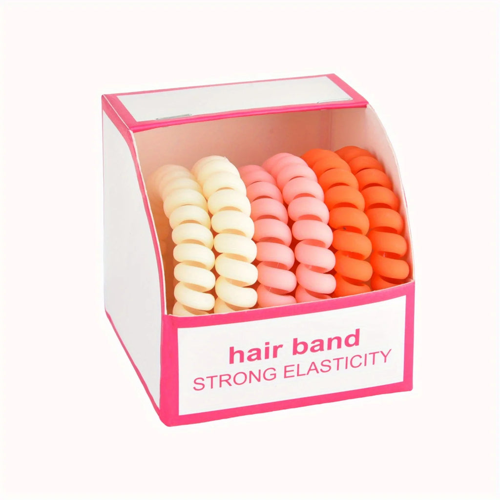 6Pcs New Fashion Gradient Color Telephone Wire Elastic Hair Band Spiral Cord Rubber Band Hair Tie Stretch Hair Bands Scrunchies