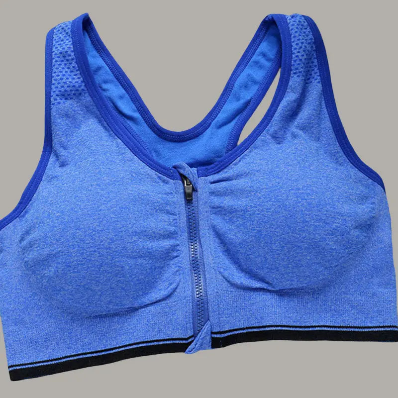 Front Zipper Sports Bra Top Fitness Running Vest Shock-absorbing Breathable Yoga Sports Bra For Women Push Up Brassiere S-4XL