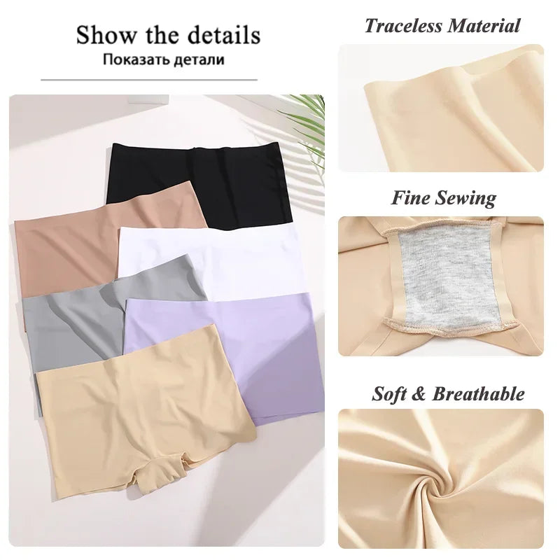 4Pcs/Set Women's Seamless Sports Boxer Panties Underwear Female Solid Color Comfortable Briefs Lingerie Intimate Underpant S-XL