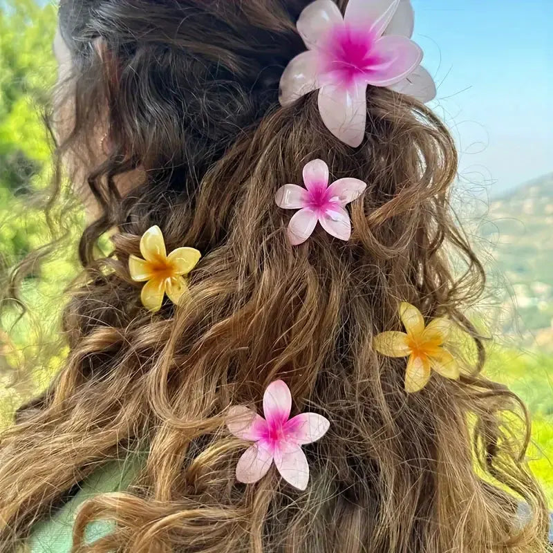 18Pcs Egg Flower Hair Clips Gradient Candy Color Flowers Suitable for Daily Use Backcombed Ponytail Shark Clip Hair Accessories