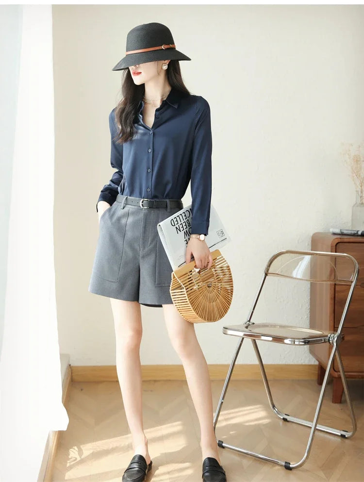 Satin Women's Shirt Blouses for Women Fashion 2024 Korean Style Womens Tops Office White Shirt Women OL Loose Elegant Clothing