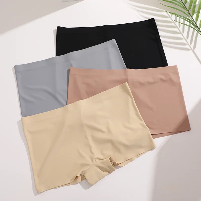 4Pcs/Set Women's Seamless Sports Boxer Panties Underwear Female Solid Color Comfortable Briefs Lingerie Intimate Underpant S-XL