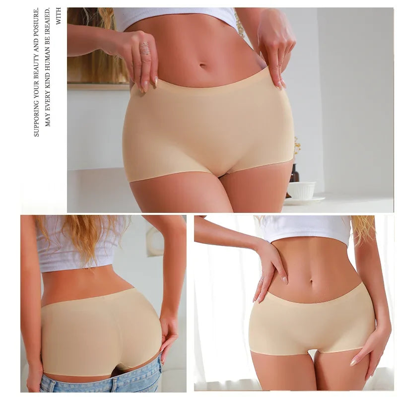 4Pcs/Set Women's Seamless Sports Boxer Panties Underwear Female Solid Color Comfortable Briefs Lingerie Intimate Underpant S-XL