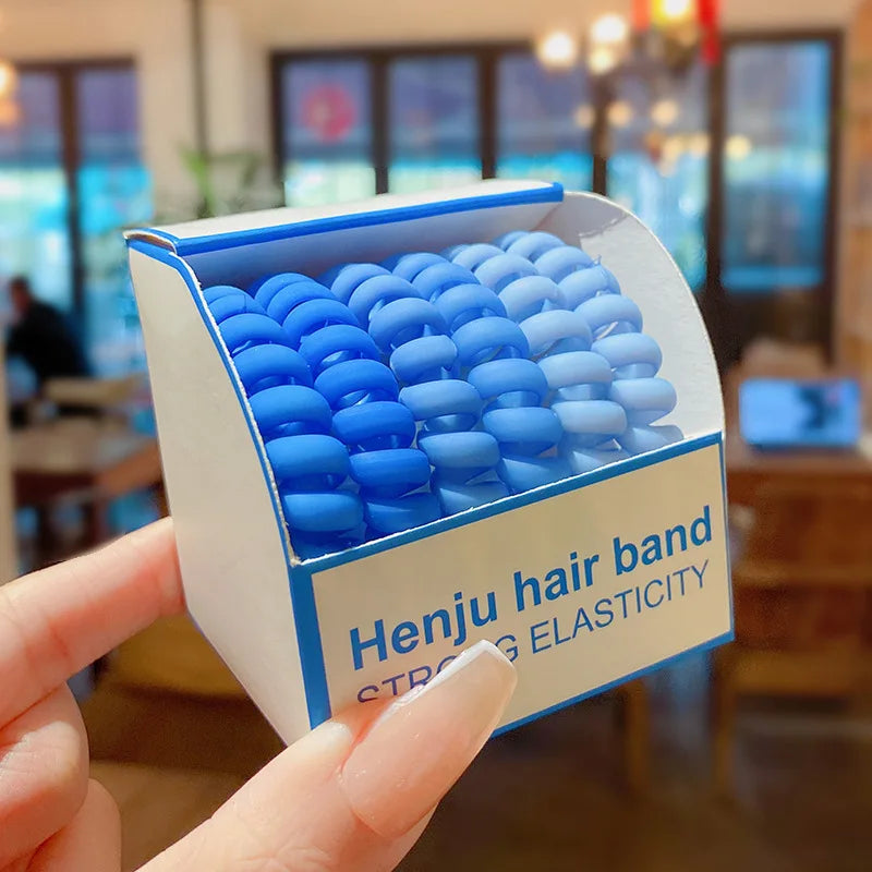 6Pcs New Fashion Gradient Color Telephone Wire Elastic Hair Band Spiral Cord Rubber Band Hair Tie Stretch Hair Bands Scrunchies