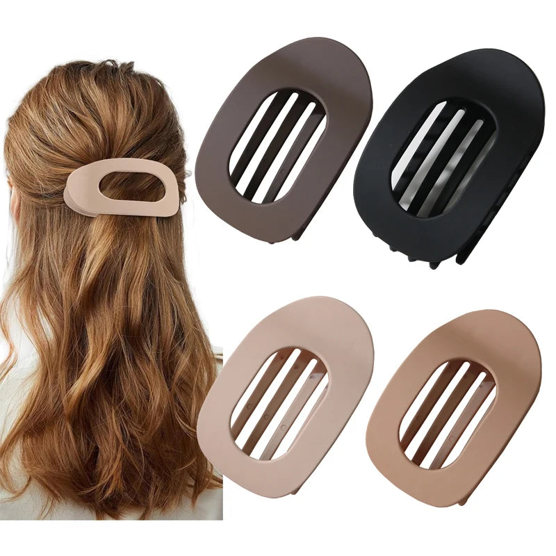 Fashion Oval Flat Hair Clips for Women New Design Leopard Large Flat Round Claw Clip French Hair Clips Trendy Hair Accessories