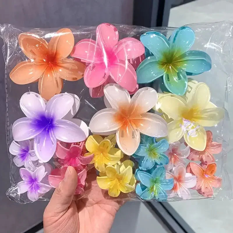 18Pcs Egg Flower Hair Clips Gradient Candy Color Flowers Suitable for Daily Use Backcombed Ponytail Shark Clip Hair Accessories