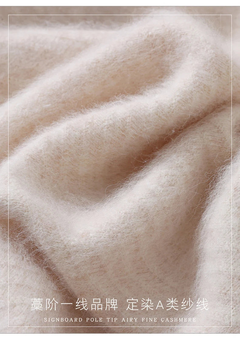 Autumn and winter mink cashmere knitted sweater Women's fashionable simple semi-high-neck sweater for women Soft comfortable top