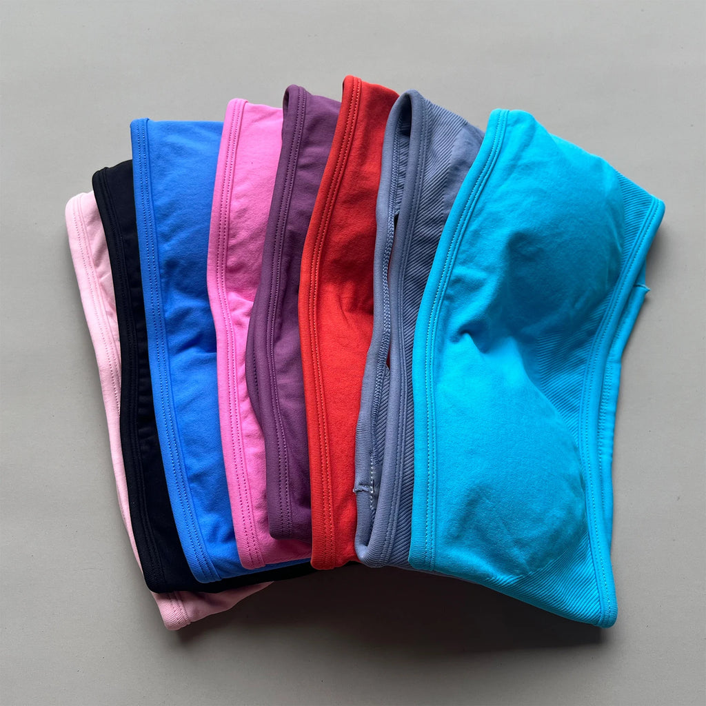 NO LOGO Backless Bandeau Sports Bra Gym Women Top Crop Tube Yoga Tops Halter Sports Seamless Bras Scrunch Workout Yoga Tank