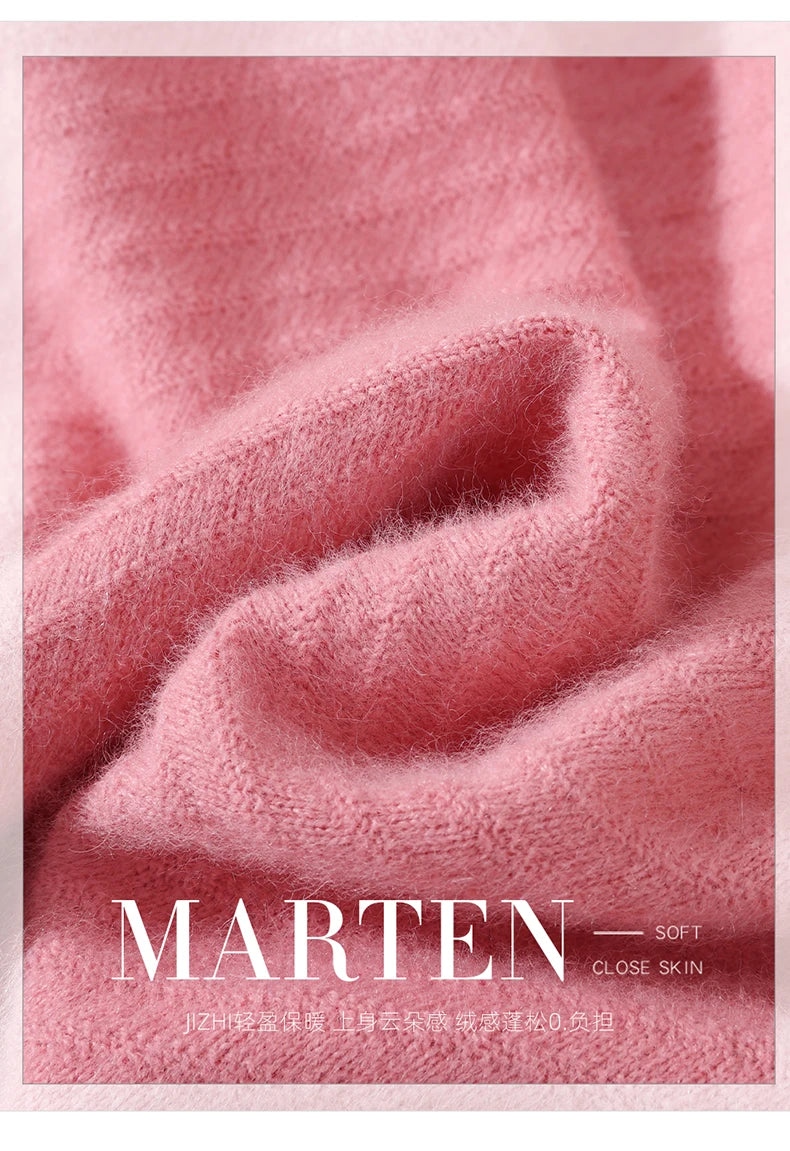Autumn and winter mink cashmere knitted sweater Women's fashionable simple semi-high-neck sweater for women Soft comfortable top